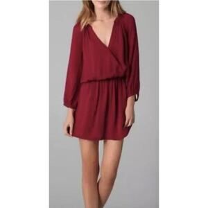 Joie Molly Silk Mini Dress Small S Dark Red Faux Wrap
